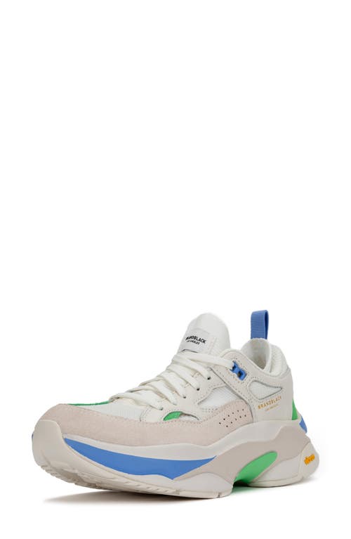 Saga Sneaker in White Green Royal Blue