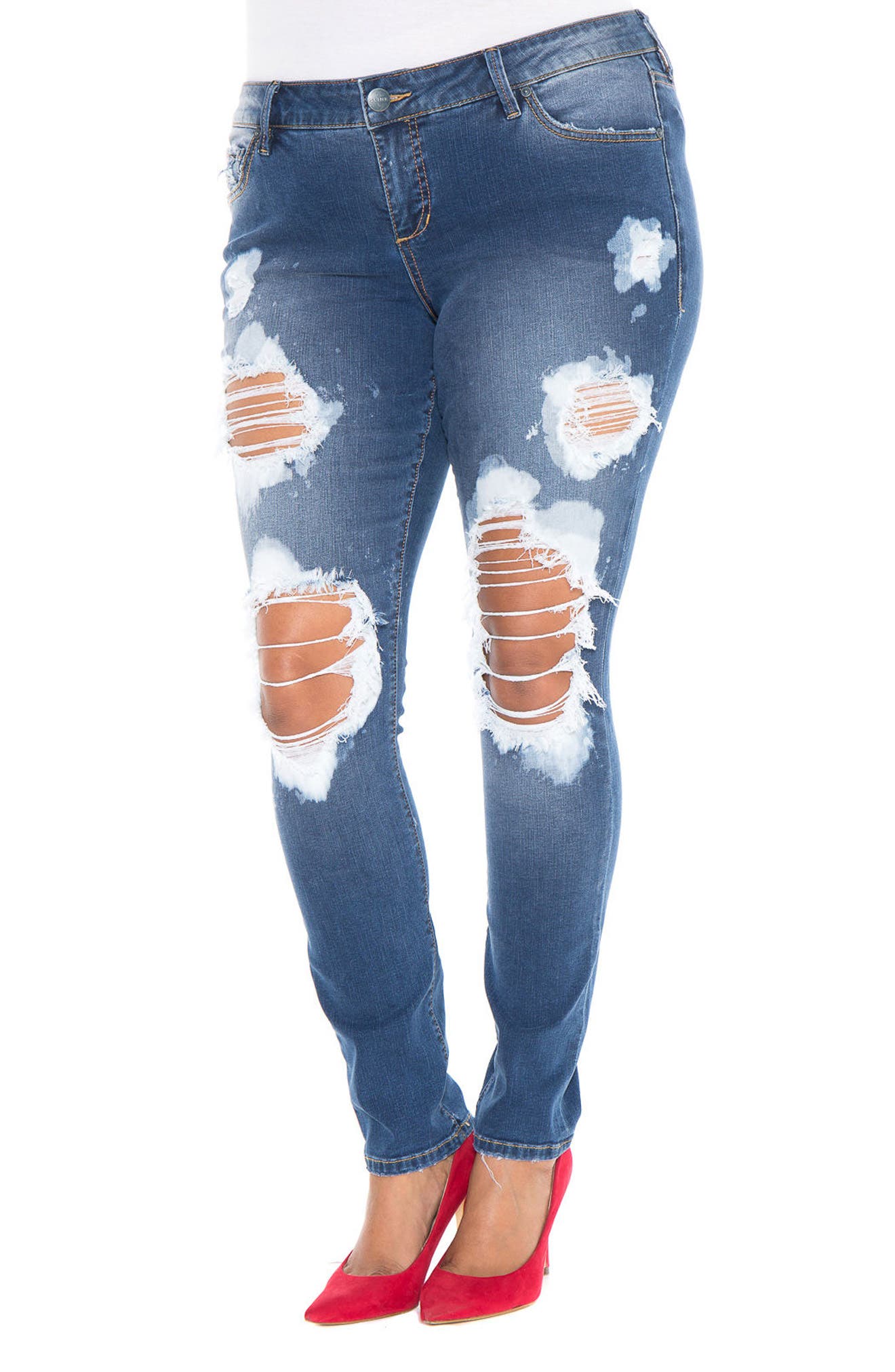 plus size destroyed skinny jeans