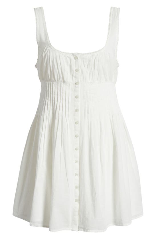 Bp. Button Front Cotton Minidress In White Blanc