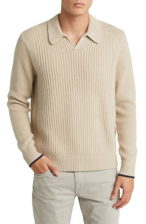 Ted Baker London Ademy Ribbed Wool Polo Sweater in Taupe 