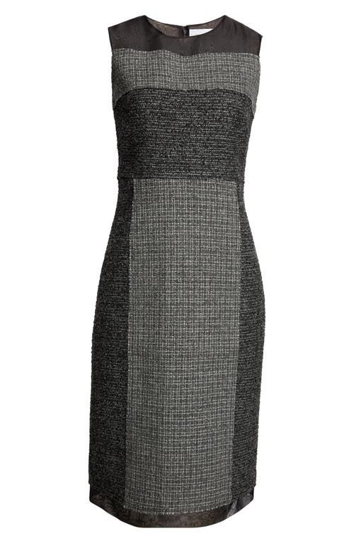 Shop St John St. John Collection Micropattern Mixed Tweed Sheath Dress In Gray/ecru/black Multi