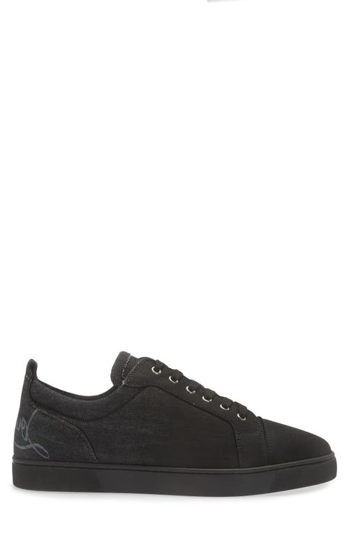 Shop Christian Louboutin Fun Louis Denim Low Top Sneaker In B619 Black-black