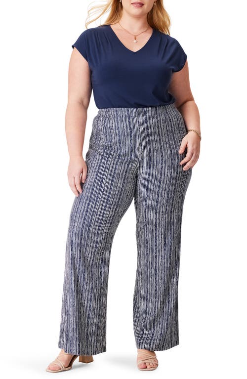Nic + Zoe Spring Rain Wide Leg Pants In Indigo Multi