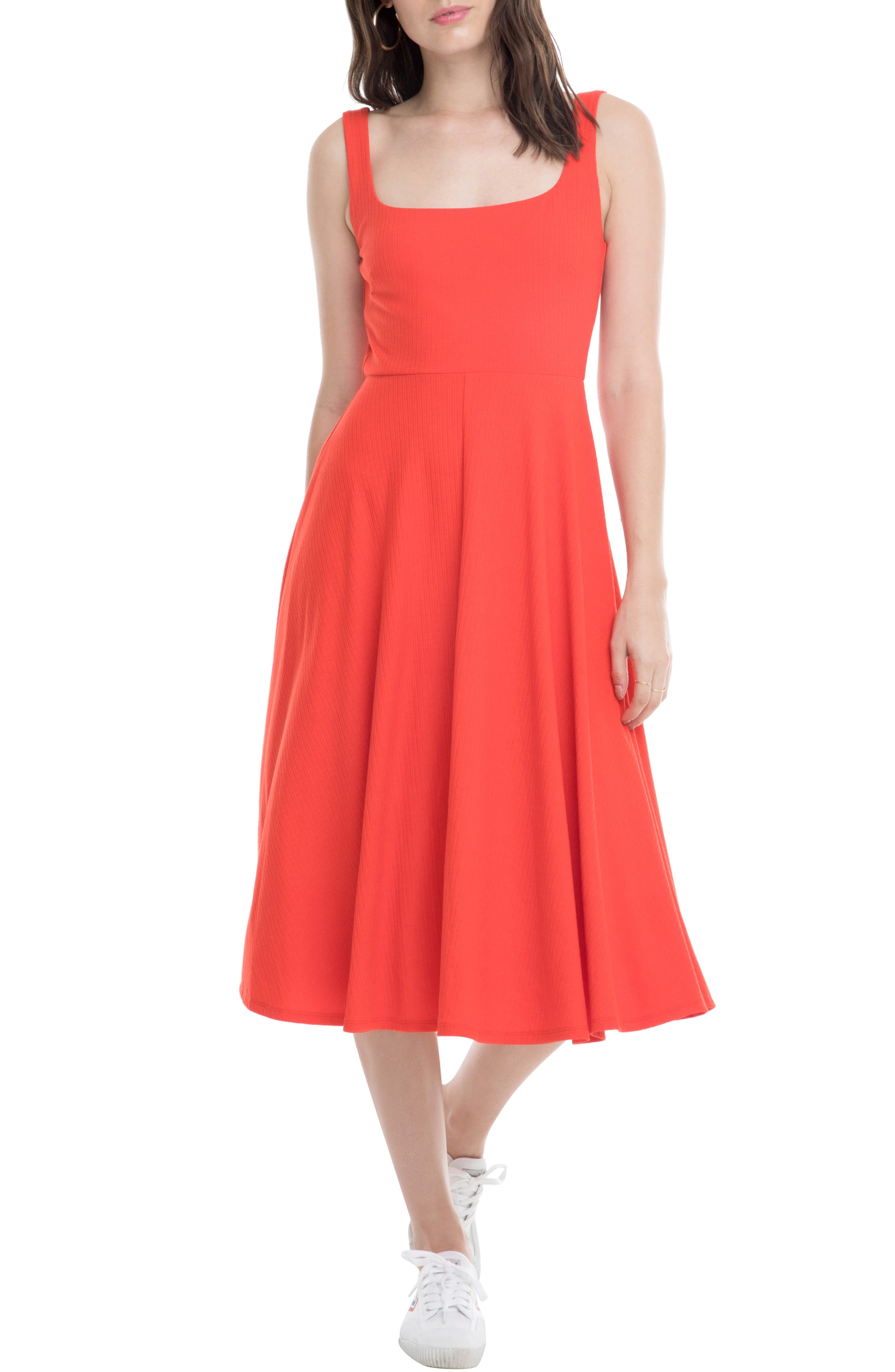 Astr The Label Faith A-Line Dress, Red