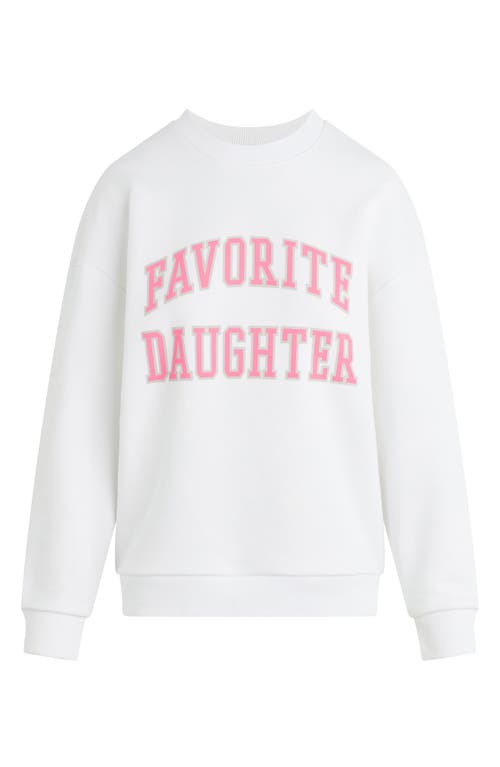 Shop Favorite Daughter Collegiate Cotton Blend Sweatshirt In White/neon Pink