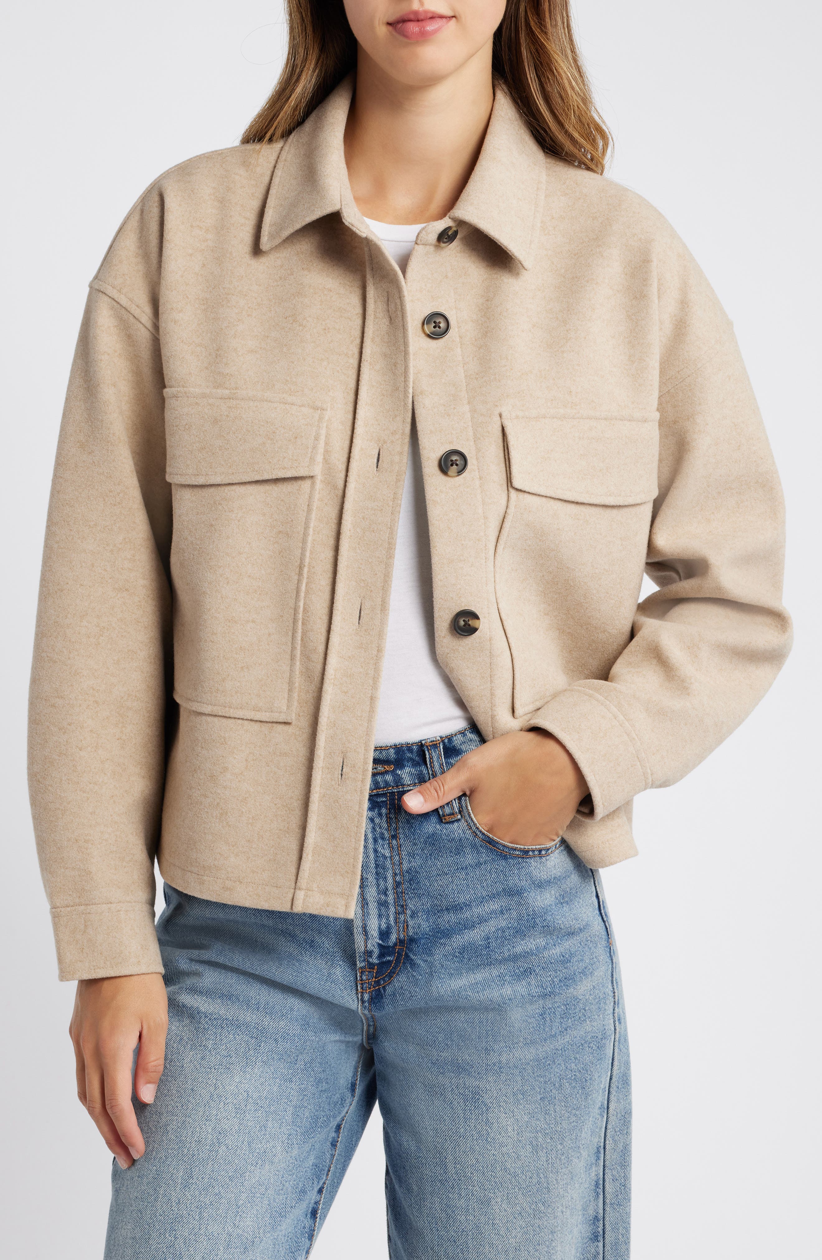beachlunchlounge Double Face Crop Jacket in Taupe Heather 