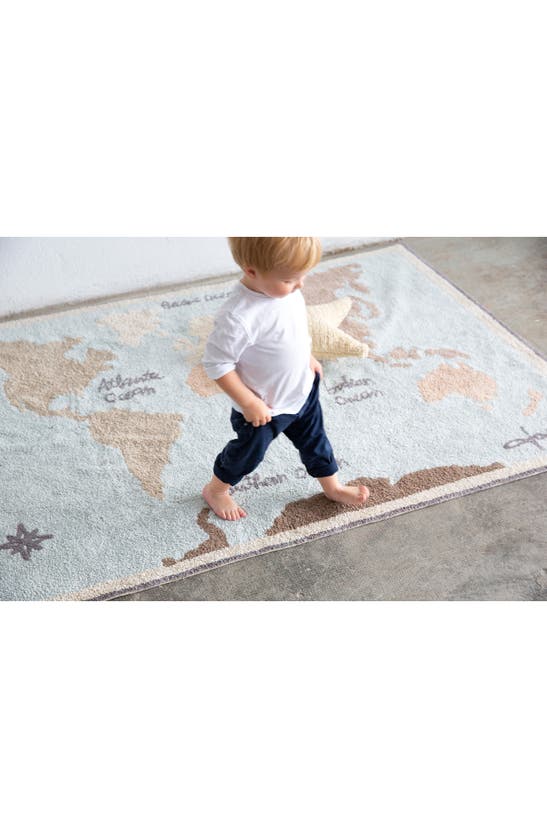 Lorena Canals Vintage Map Washable Recycled Cotton Blend Rug In Blue