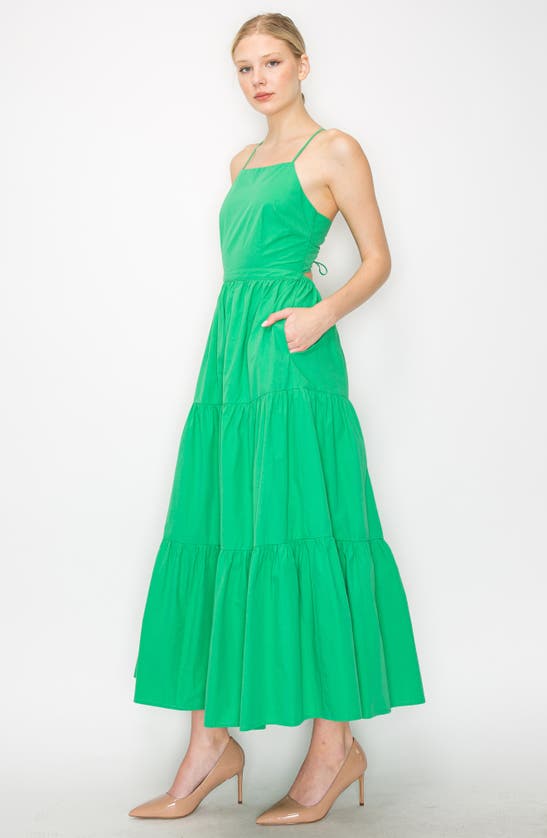 Shop Melloday Tiered Fit & Flare Maxi Dress In Green