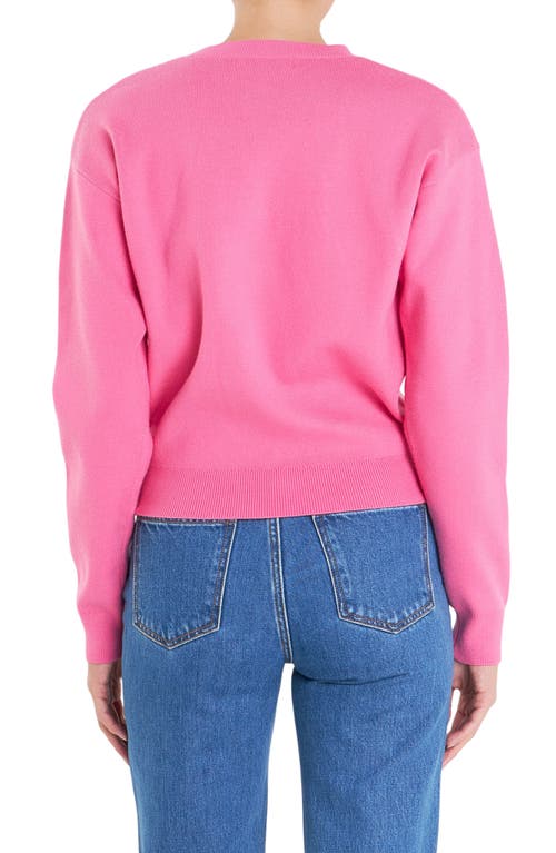 English Factory Sports Club Embossed Monogram Crewneck Sweater In Pink