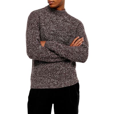 Topman Twist Mock Neck Sweater, Burgundy