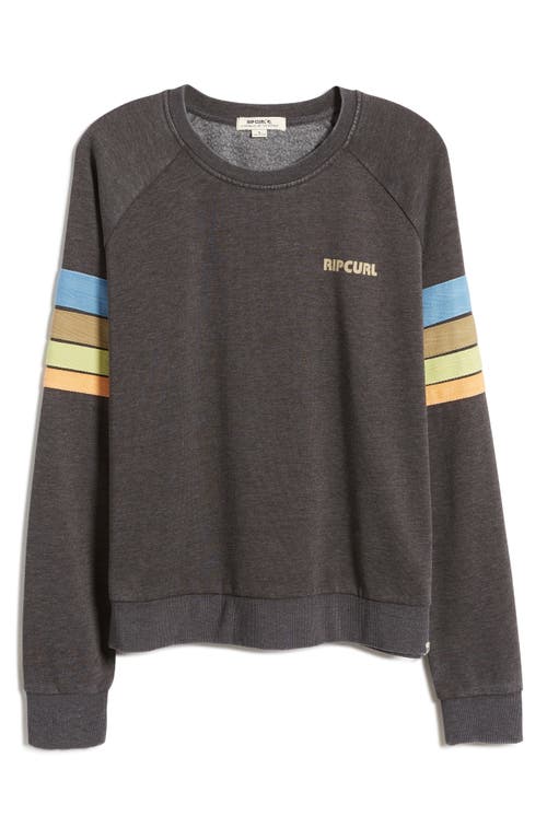 Shop Rip Curl High Tide Stripe Raglan Sleeve Sweatshirt In Washed Black