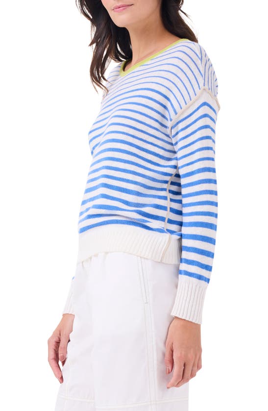 Shop Nic + Zoe Nic+zoe Supersoft Striped Up Sweater In Blue Multi