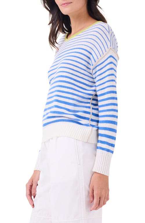 Nic + Zoe Supersoft Striped Up Sweater In Blue Multi