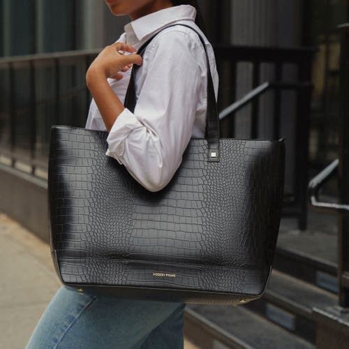 Shop Modern Picnic The Tote In Black Croc