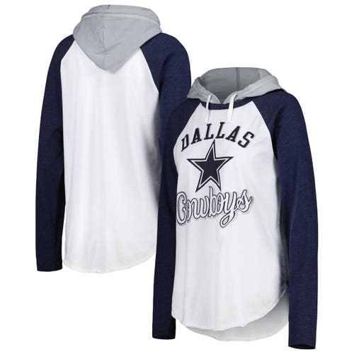 G-III SPORTS BY CARL BANKS Women's G-III 4Her by Carl Banks White Dallas Cowboys MVP Raglan Hoodie Long Sleeve T-Shirt