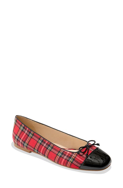 Jack Rogers Kenlyn Cap toe Flat in Red Plaid/Black 