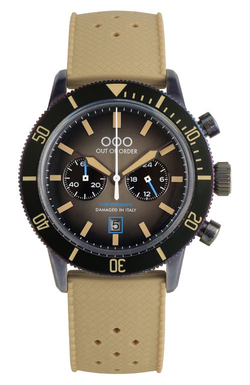 Out Of Order Pilot Cronografo Chronograph Silicone Strap Watch, 43mm In Brown