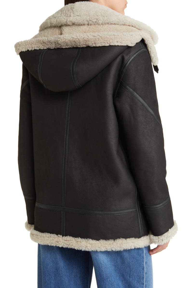 HiSO Martina Genuine Shearling Coat with Detachable Hood, Alternate, color, 