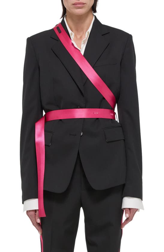 Shop Helmut Lang Seat Belt Virgin Wool Blazer In Black/ Fuschia