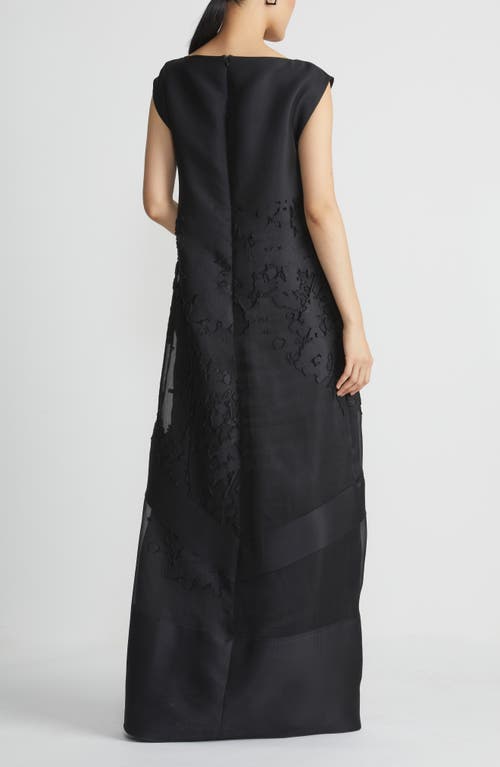 Shop Lafayette 148 New York Sleeveless Burnout Satin Gown In Black