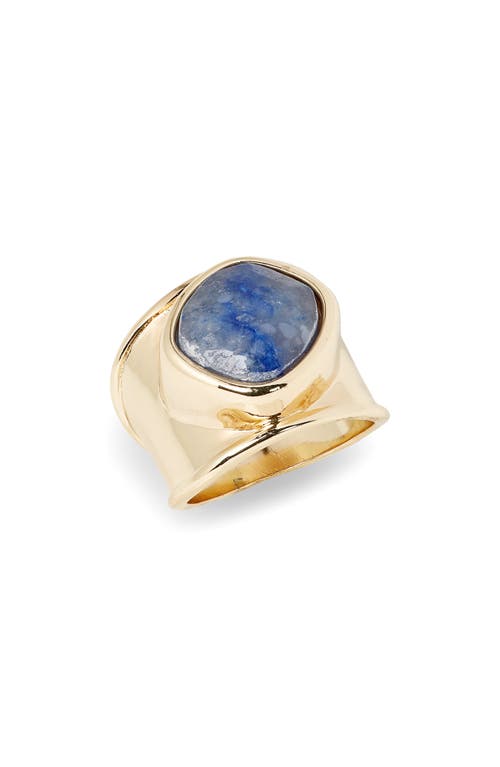 Nordstrom Blue Aventurine Wide Band Ring in Blue Aventurine- Gold at Nordstrom, Size 8