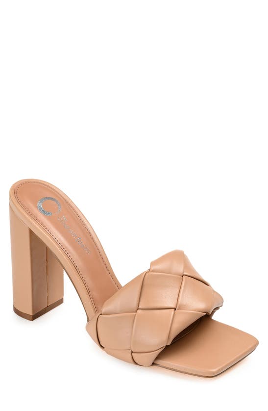 Journee Collection Women's Maysie Woven Square Toe Sandals In Mocha