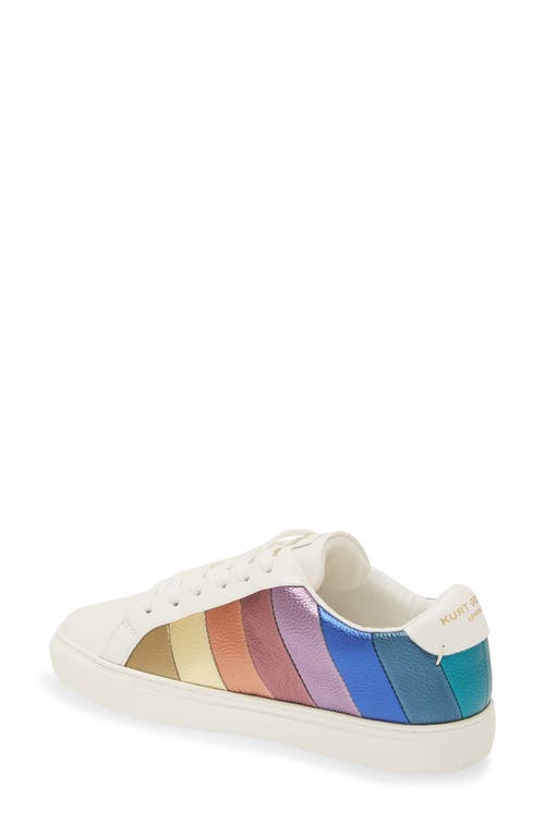 Kurt Geiger Lane Metallic-stripe Leather Trainers In White Multi