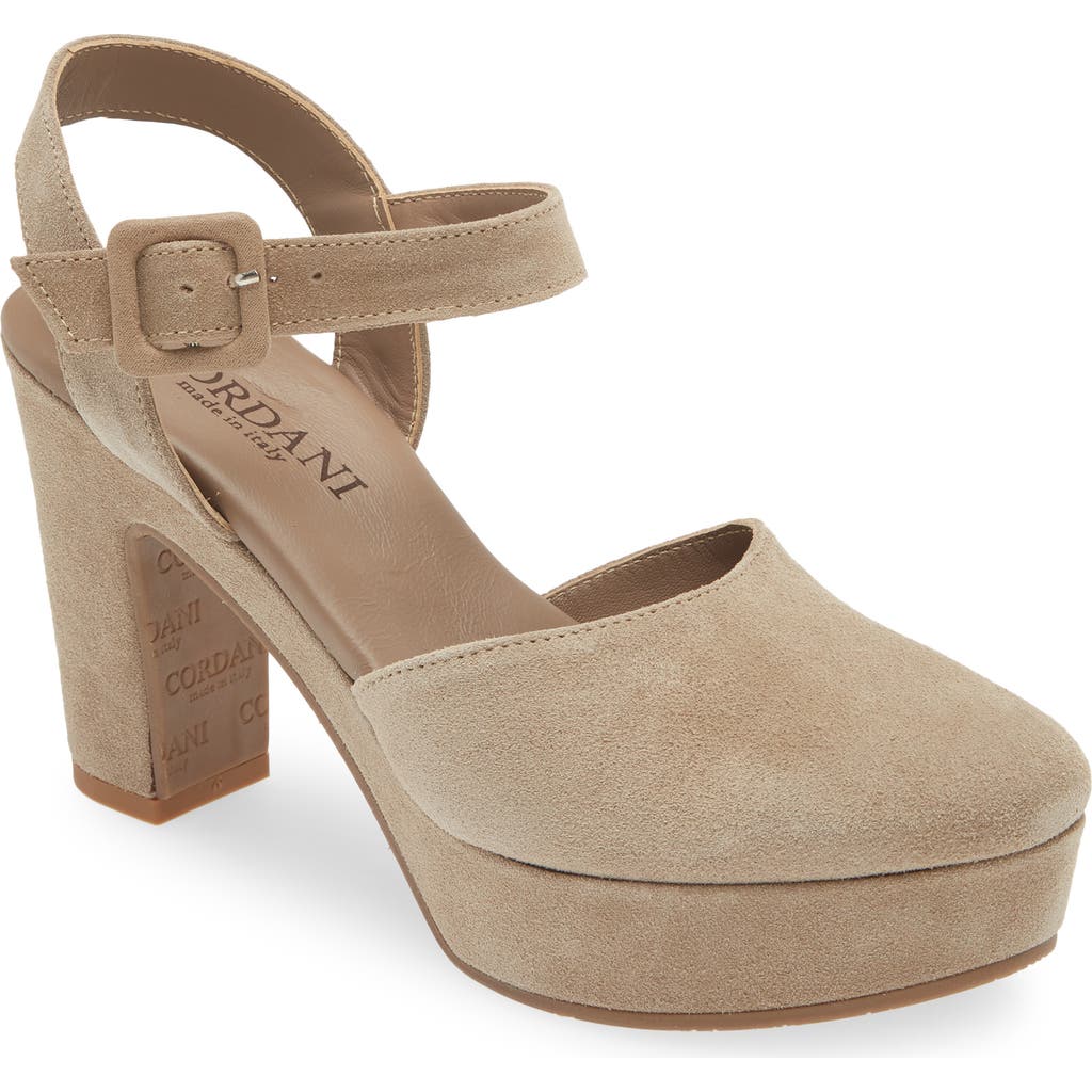 Cordani Torin Ankle Strap Platform Pump in Tortora Suede