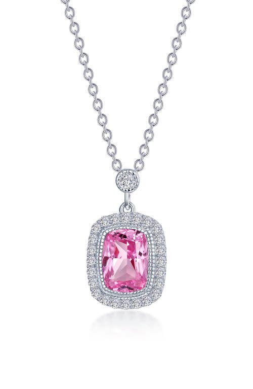 Fancy Lab Created Sapphire & Simulated Diamond Pendant Necklace in Pink