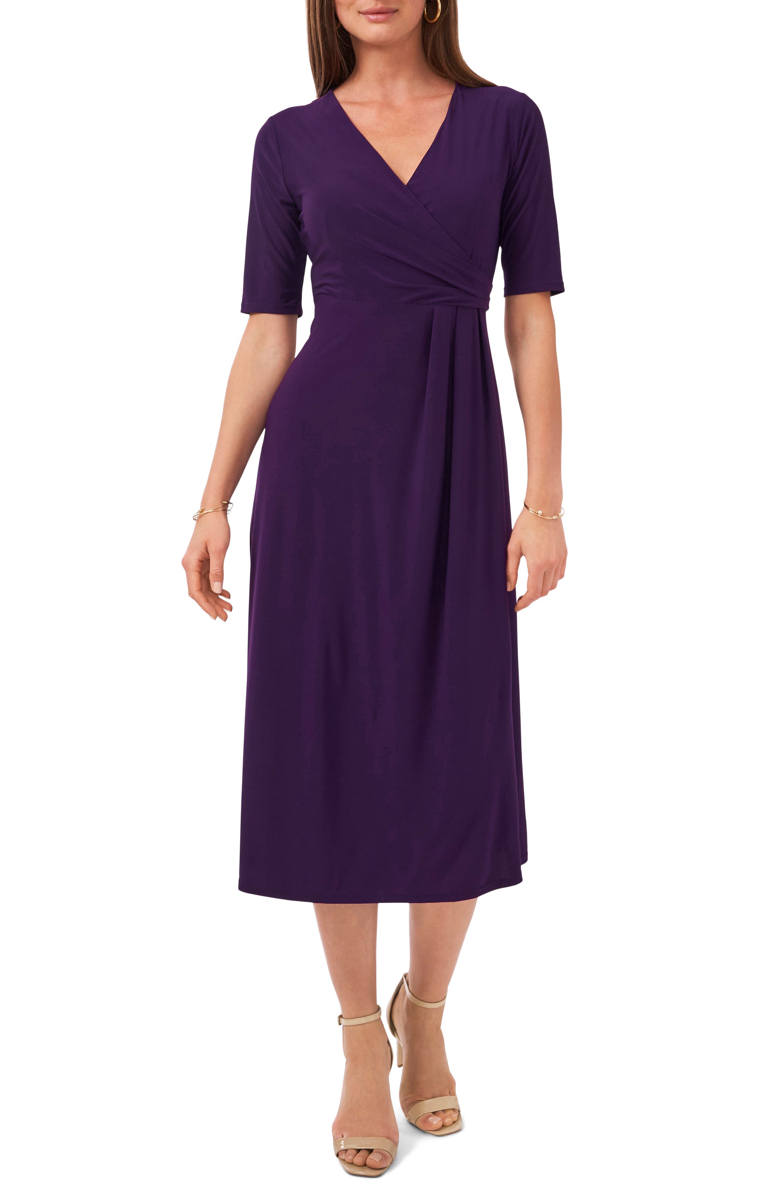 chaus faux wrap midi dress