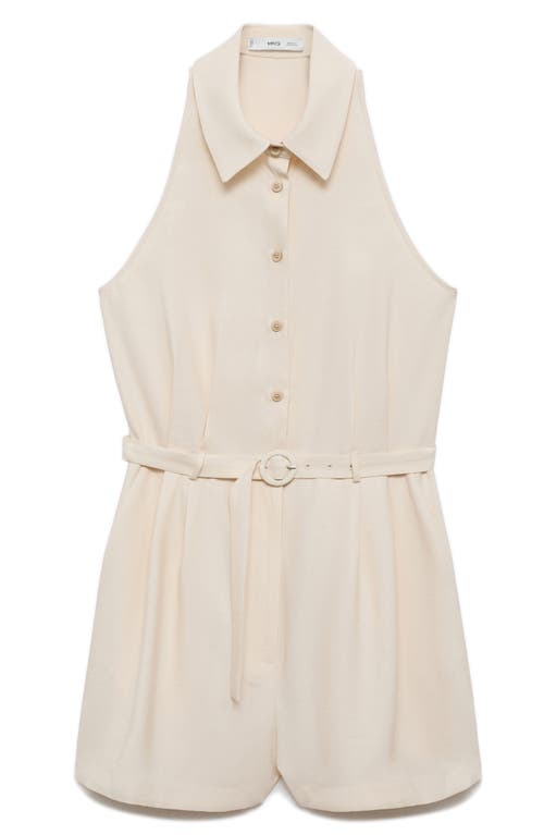 Mango Belted Romper In Off White