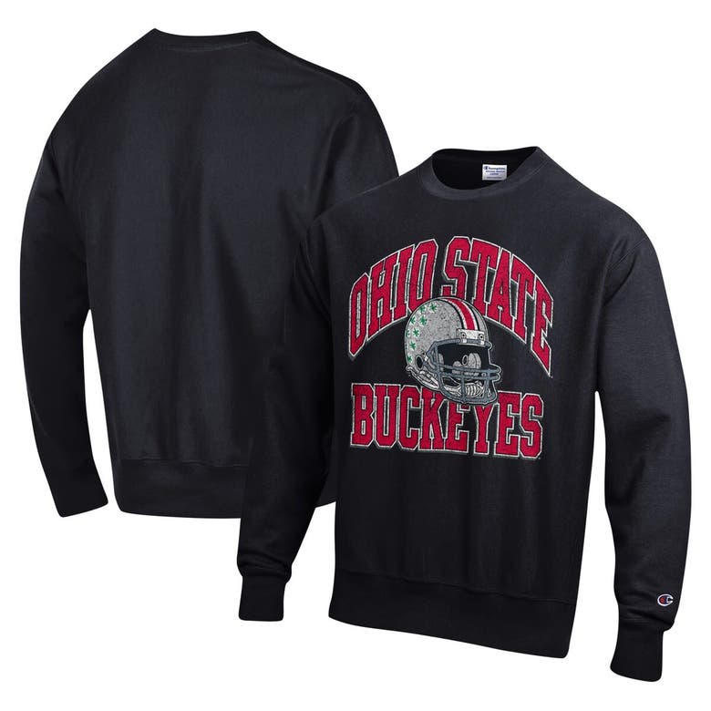 Shop Champion Black Ohio State Buckeyes Vault Late Night Reverse Weave Pullover Sweatshirt