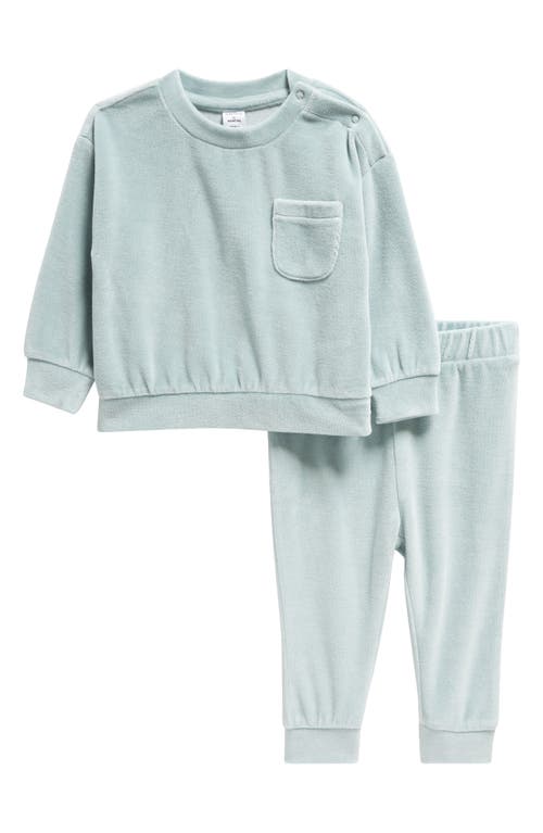 Nordstrom Velour Top & Joggers Set in Blue Quartz at Nordstrom, Size Newborn