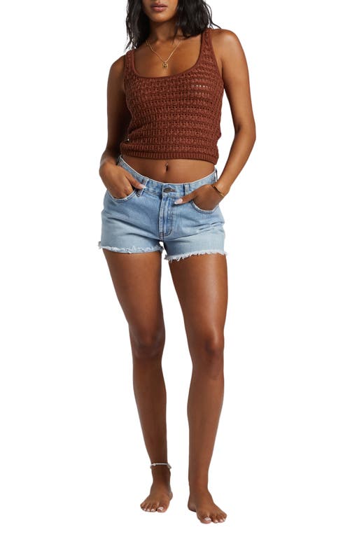 Shop Billabong Hot Shot Open Stitch Cotton Sweater Tank In Toasted Coconut