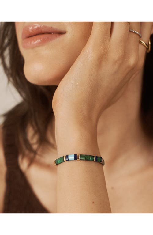 Shop Monica Vinader Delphi Malachite Friendship Bracelet In 18ct Gold Vermeil/ss