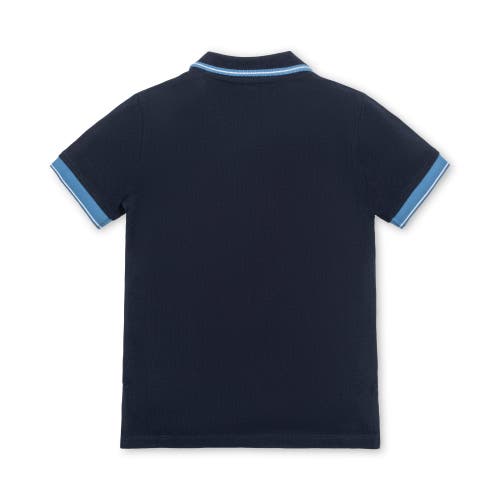 Hope & Henry Boys' Organic Short Sleeve Knit Pique Polo Shirt, Infant Navy With Blue And White at Nordstrom,