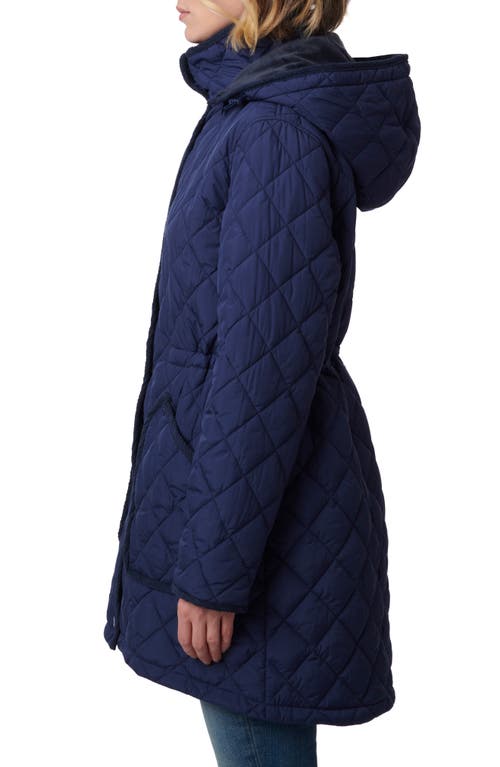 Shop Bernardo Diamond Quilted Hooded Puffer Coat In Navy