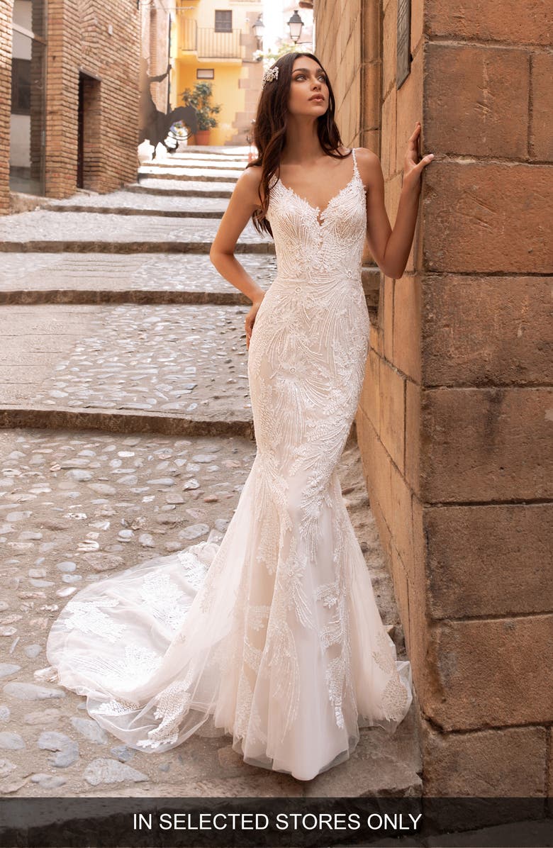 Pronovias Albiorex Embellished Mermaid Wedding Dress | Nordstrom