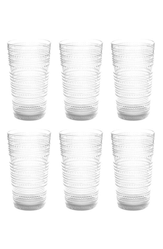 Tarhong Beaded Jumbo Cobalt Glasses, Set Of 6 In Clear