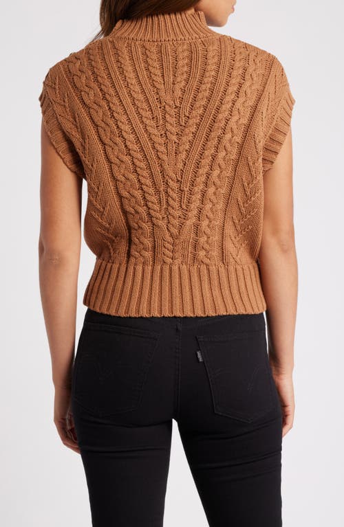 Shop Zoe And Claire Mock Neck Sweater Vest In Caramel