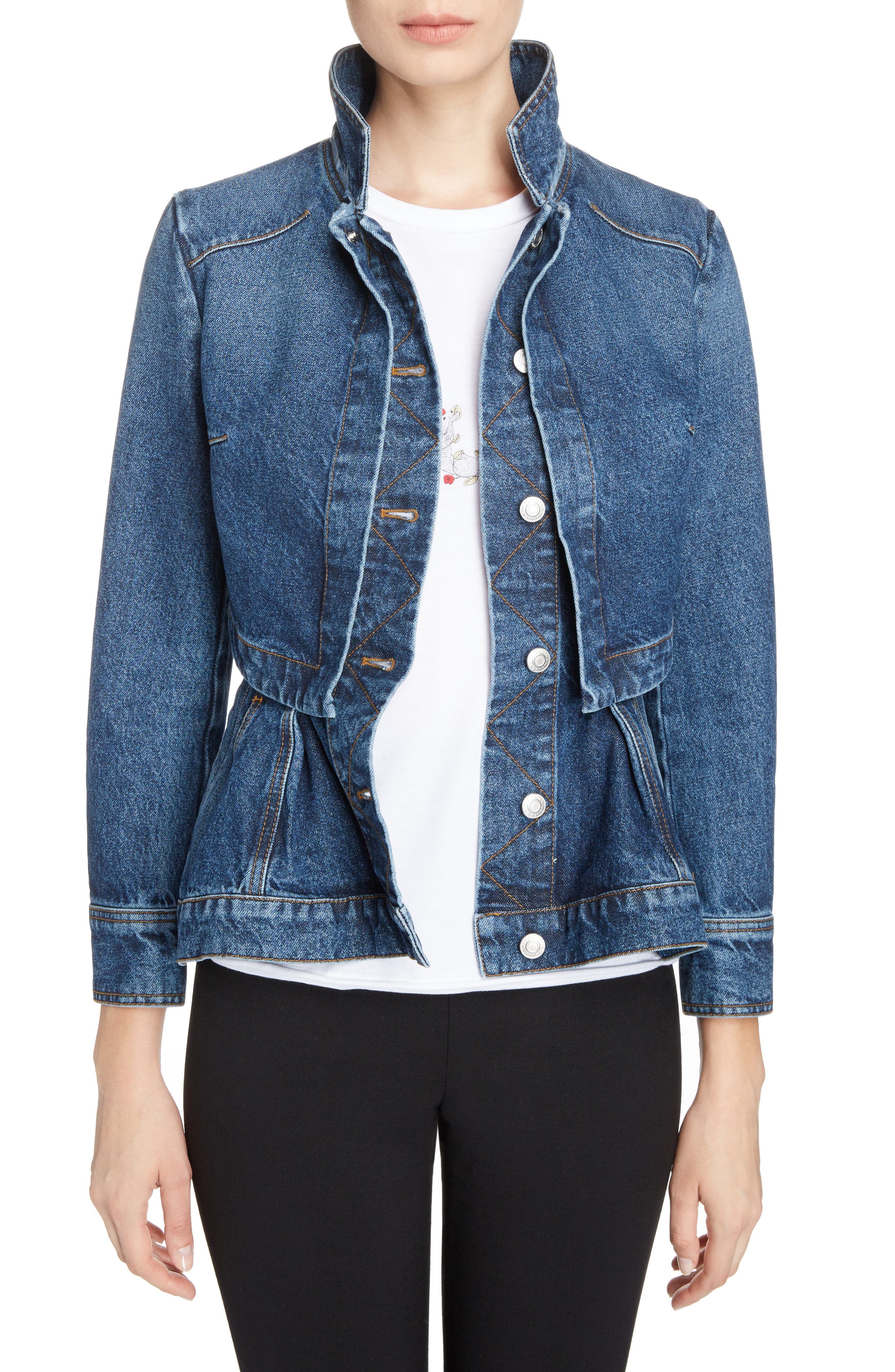 alexander mcqueen peplum denim jacket