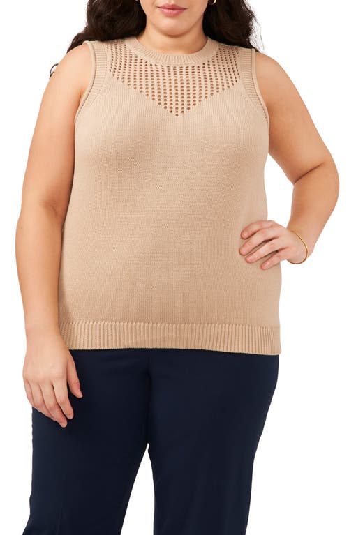 halogen(r) Open Stitch Sleeveless Sweater Tank in Oxford Tan