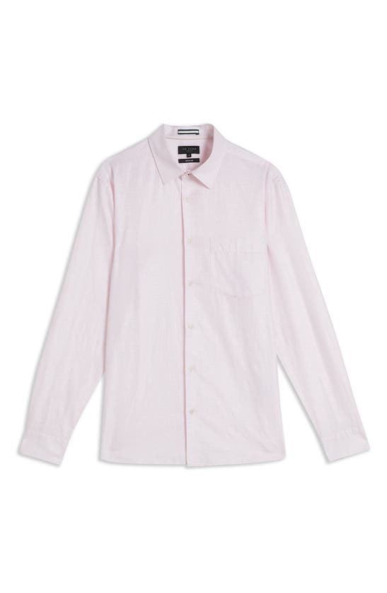Shop Ted Baker London Linen & Cotton Blend Button-up Shirt In Light Pink