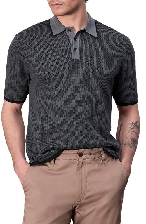 Rag & Bone Harvey Classic Fit Polo Shirt In Shark Blue
