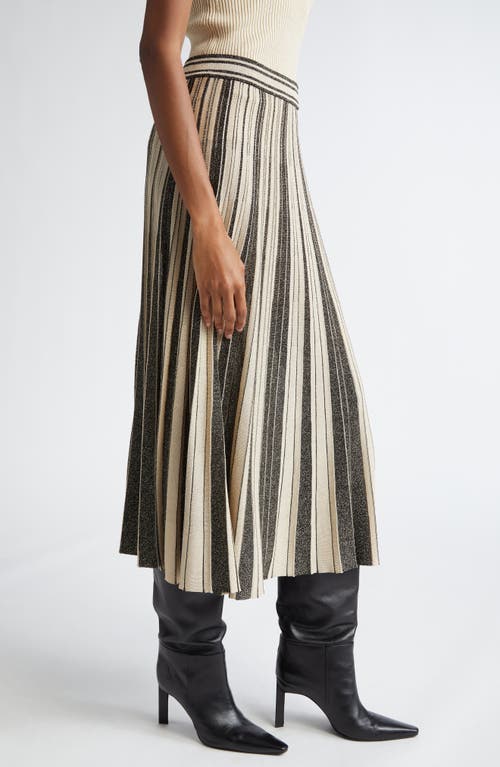 Shop Zimmermann Metallic Pleated Midi Sweater Skirt In Black/gold