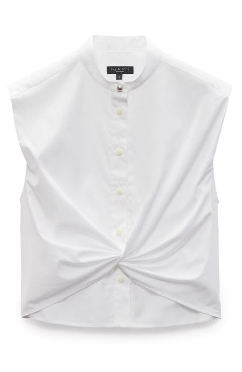 Shop Rag & Bone Louisa Twist Front Sleeveless Cotton Poplin Button-up Shirt In White