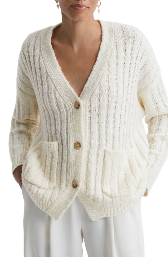 Shop Reiss Annie Wool Blend Cardigan In Neutral