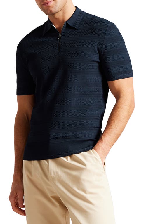 Shop Ted Baker London Stree Textured Stitch Polo Sweater In Navy