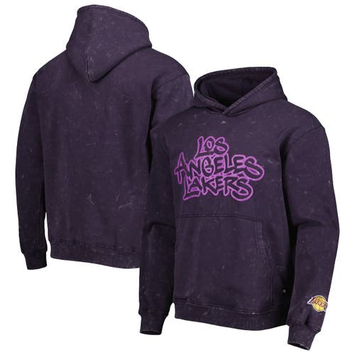 Unisex The Wild Collective Purple Los Angeles Lakers Tonal Acid Wash Pullover Hoodie