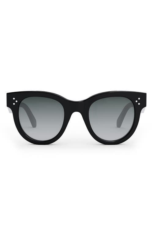 Celine Rectangular Sunglasses In Shiny Black/gradient Smoke